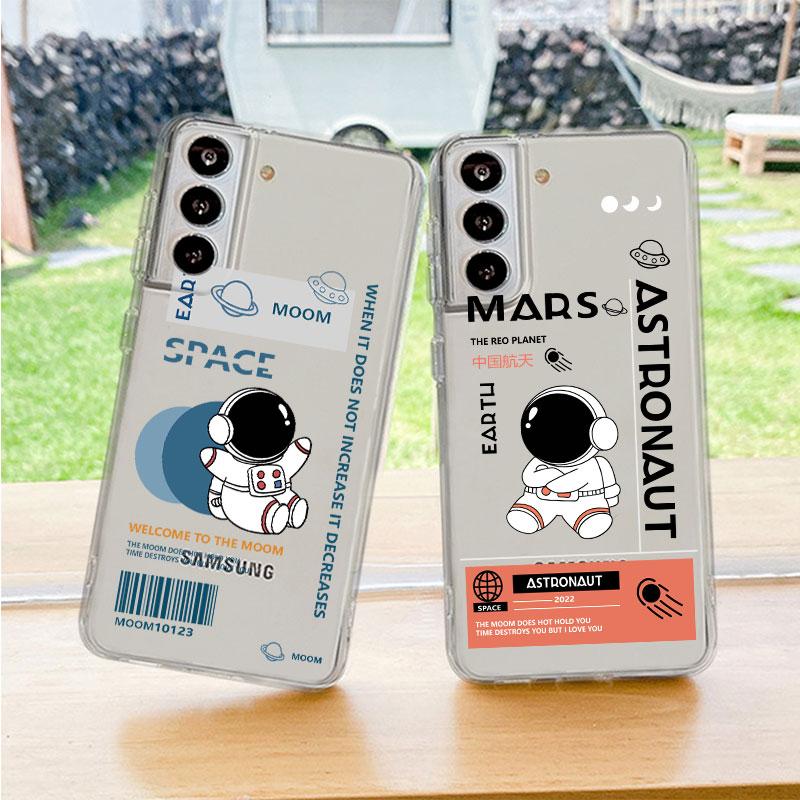 Przezroczyste etui na Samsung Galaxy S22 S20 FE S21 Plus S10 Lite S9 S8 S10e Note 20 Ultra 10 Lite 9 8 Pokrowiec na telefon Kreskówkowy Astronauta
