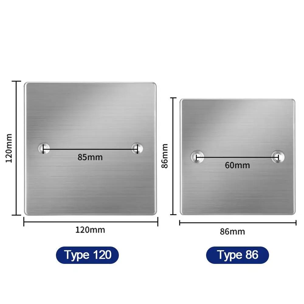 New 86 /120 Type Bottom Box Panel Stainless Steel Gold Silver Blank Panel Hole Wall Plug Board