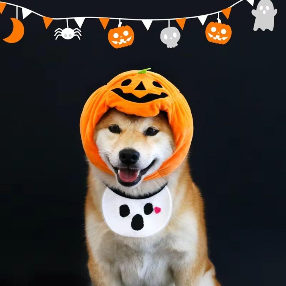 Dress Up Pumpkin Dogs Hat Headdress Plush Cat Headgear Gift Pet Halloween Hat  Dress Up