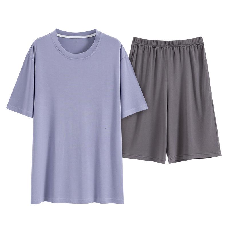 Men's Summer Ice Silk Short Sleeve Pajama Set - Breathable & Cool Casual Home Wear