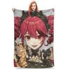 Flannel Throw Blanket Kasane Teto Flags Cute Manga Warm Plush Blankets Soft Bedding for Bed Living Room Home Travel Couch