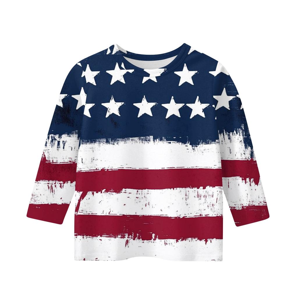 Druckoberteile für junge Mädchen 3-10 Jahre Rundhals 3/4-Ärmel T-Shirts Trendige Oberteile Outfit T-Shirts