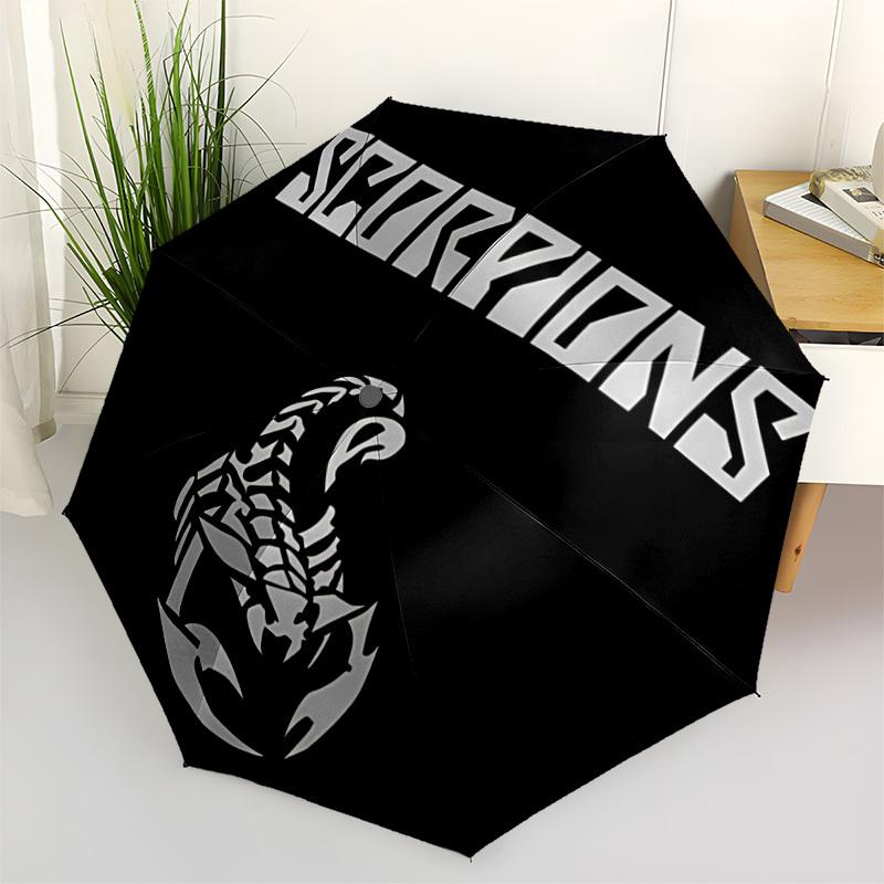 1pc Scorpions Band Logo Auto Open/close Umbrella, Portable Travel Umbrella, Everyday Use - Outdoor Accessory, Artistic Pattern, Compact Design, Fashio