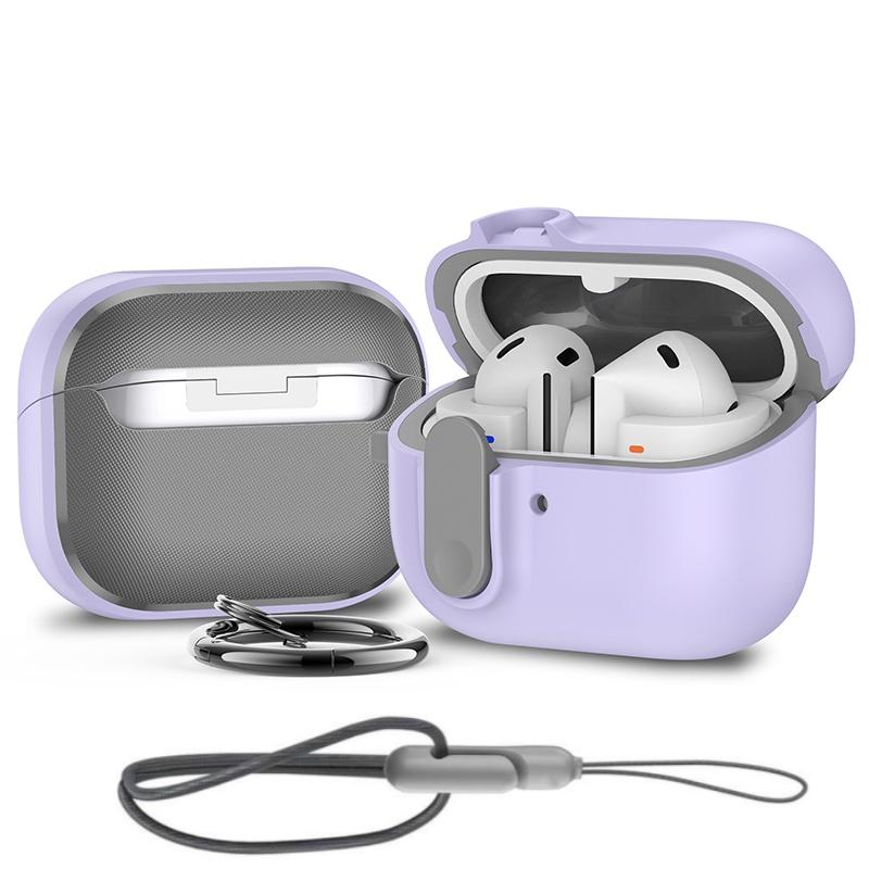 Pentru Samsung Galaxy Buds 3 /3Pro Carcasă cu Blocare de Securitate Carcasă de Protecție Husă cu Șnur pentru Samsung Galaxy Buds 3 (Albastru Pufos)