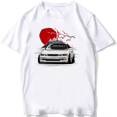 Hip Hop Japan Style Men Short Sleeve JDM Mugen Power JZX90 Mark II Classic T-Shirt Hipster Cool Boy Casual White Tees Car  Tops
