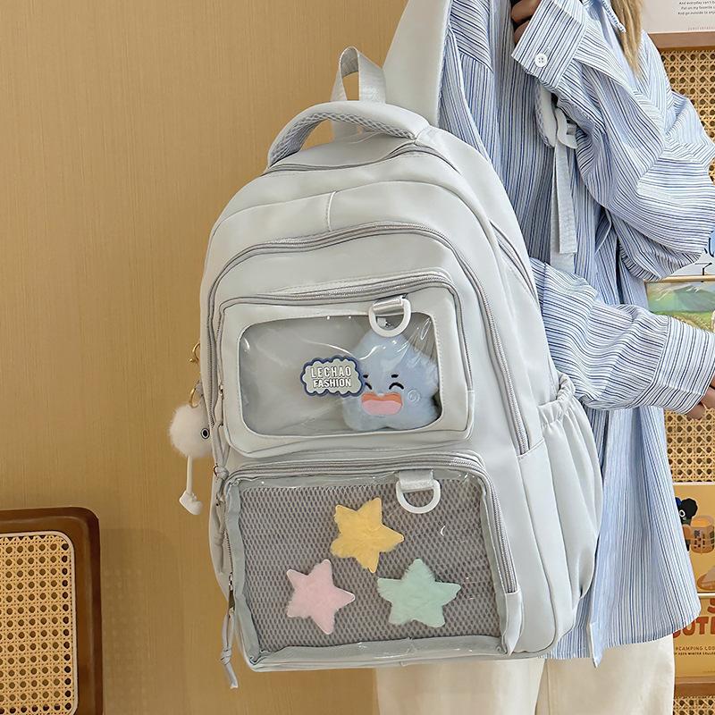 Schoolbag High Value Fresh Transparent Cute Girl Backpack Junior High School College Student Schoolbag Casual Versatile Travel Backpack