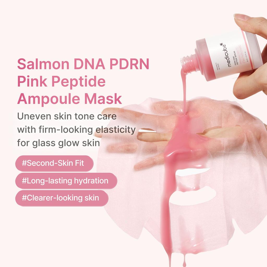 Medicube Salmon PDRN Pink Collagen 4-Step Set – Peptide Ampoule Mask, Toner, Pink Peptide Ampoule, Capsule Cream