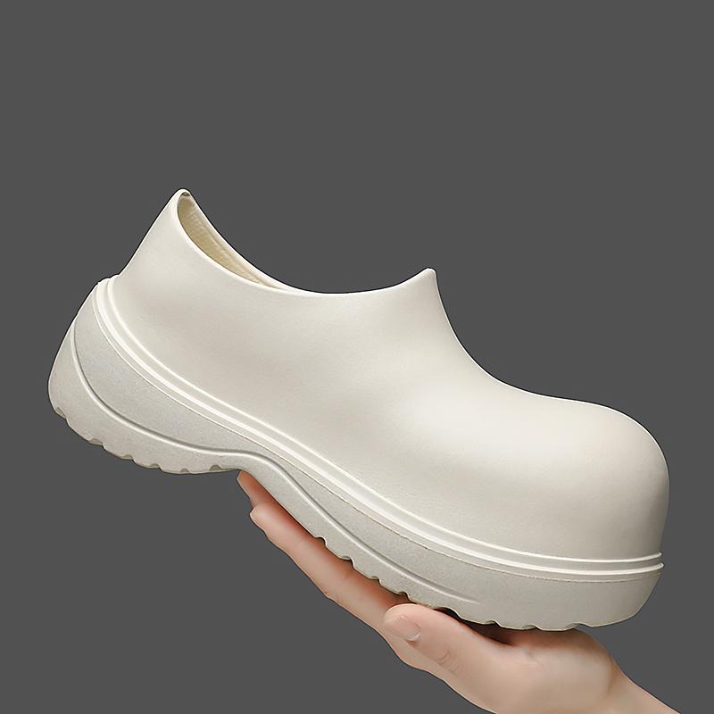 

Модные летние мужские лоферы для большой головы, водонепроницаемая обувь для шеф-повара для помещений, легкая уличная нескользящая дождевая обувь, повседневная обувь для женщин 2025 36-37 белый