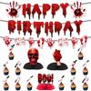 Halloween Disposable Tableware Set Horror Bloody Handprints Plates Cups Napkins Halloween Party Home Table Decoration Supplies