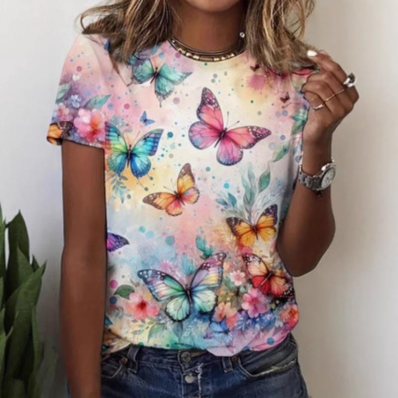 Casual Ladies Short Sleeve Fashion Printed Top Loose T-Shirts Women’s