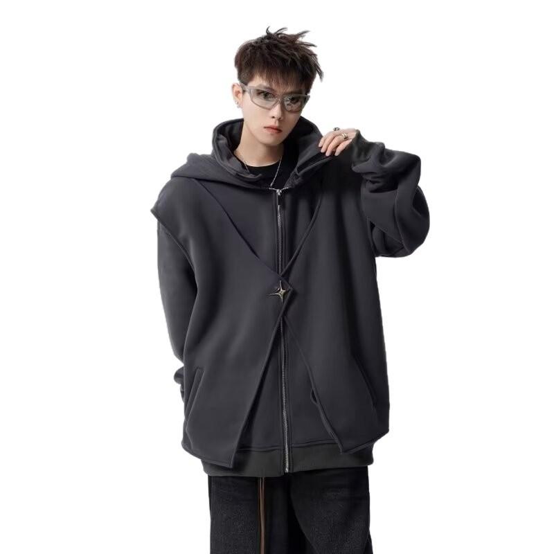 Mens Oversized Hooded Sweatshirt Lightweight Streetwear Unisex Casual Pullover With Ribbed Hem
