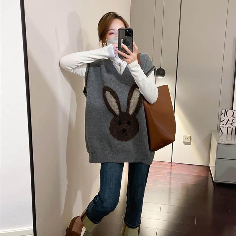Sleeveless Knitted Vest Women Autumn and Winter Loose Slim Hundred Canvas Pullover Vest Top