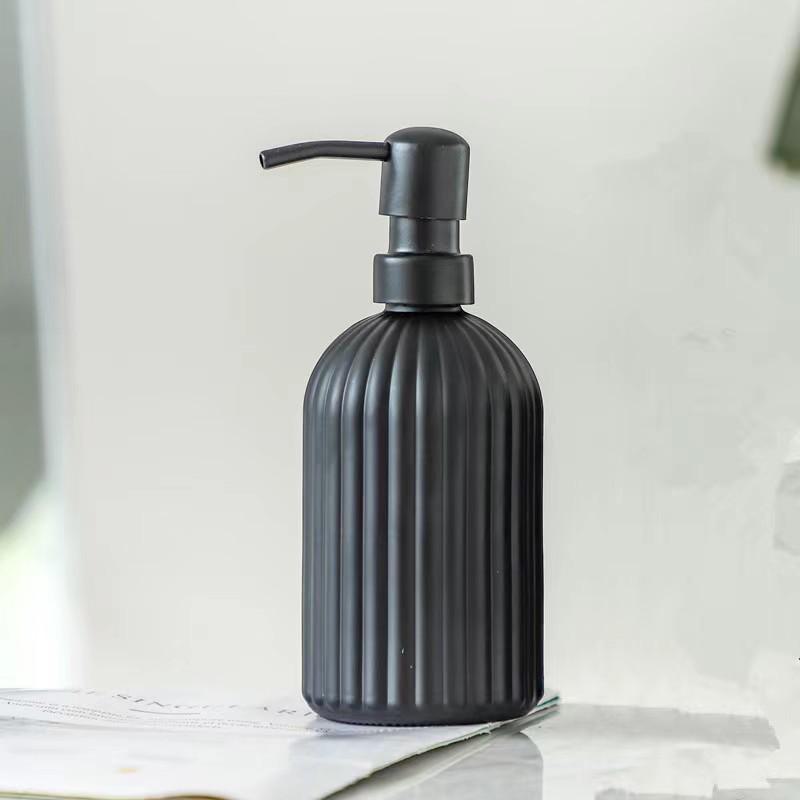 Luxurious Vertical Stripe Glass Pump Bottle for Soap, Lotion, or Shampoo