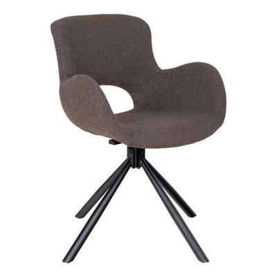 Swivel Dining Chair In Brown Fabric