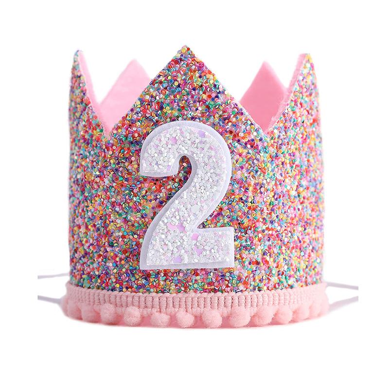 

1st Birthday Party Decor Hat Kids 1 2 3 Year Happy Birthday Boy Girl First Birthday Party Decor Baby Shower Pink Kids Crown Hat