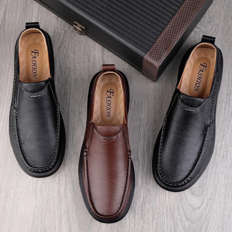 Men Casual Leather Shoes Slip On Genuine Leather Men's Casual Shoes  Summer Men Shoes Handmade Natural Leather Men Loafers