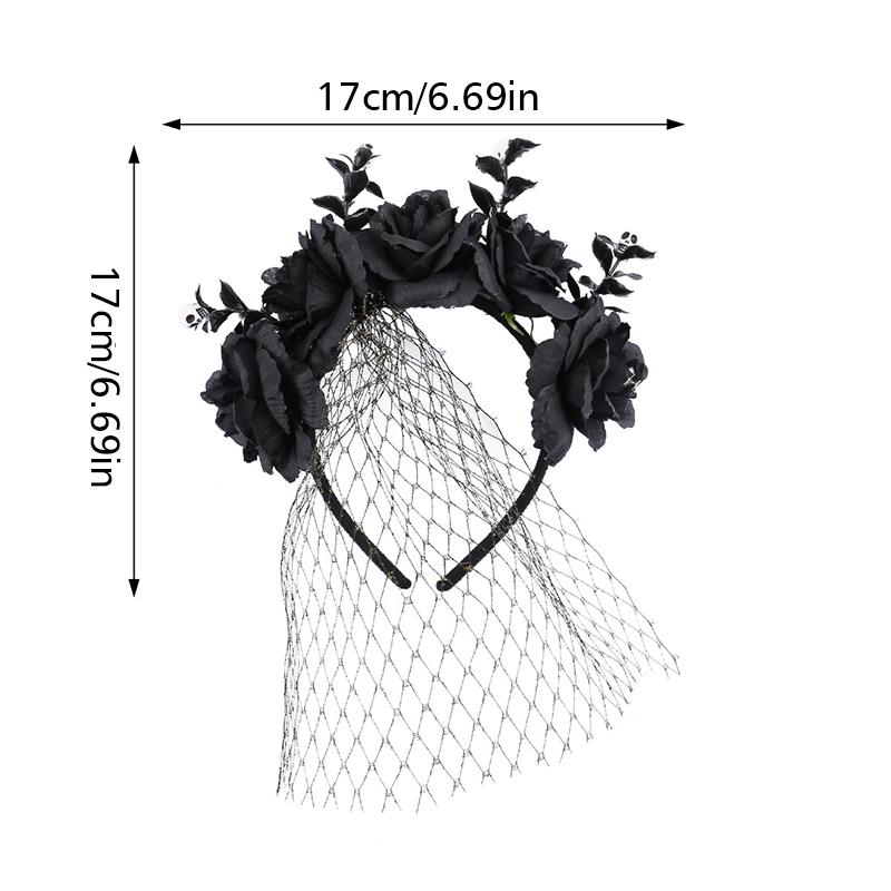 Halloween Hair Accessories Dark Style Veil Halloween Costumes Headdress Cosplay Crown Party Headband Holiday Accessories Black/Red