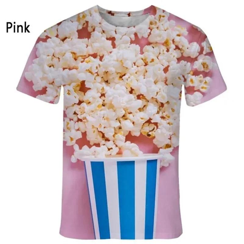 Fashion Popcorn 3D Printed Funny T Shirts Men's And Women's Clothing Summer Short Sleeve T-Shirt Unisex Streetwear Tops Tees