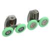 2Pcs Green Roller Wheel Pulley Shower Room Bathroom Upper Bottom Glass Sliding Door Track Roller Pulley