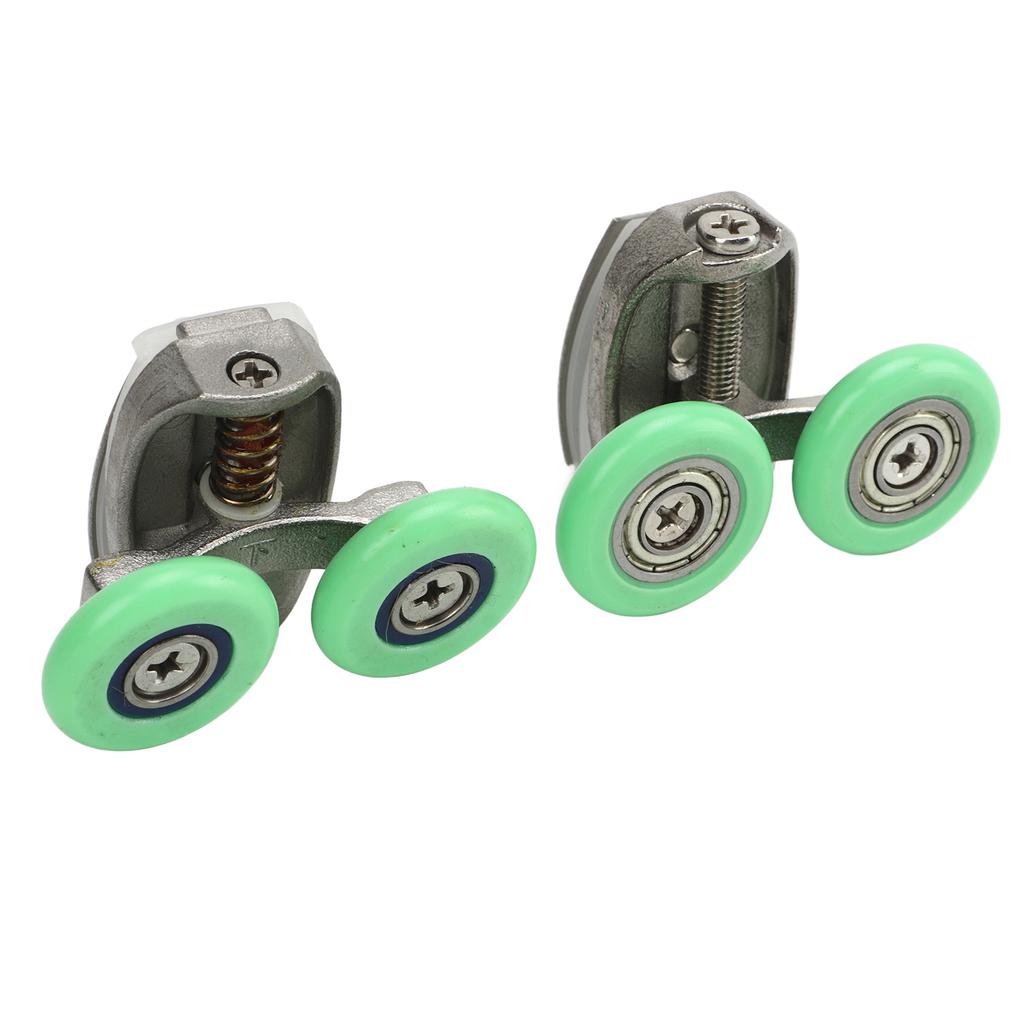 2Pcs Green Roller Wheel Pulley Shower Room Bathroom Upper Bottom Glass Sliding Door Track Roller Pulley