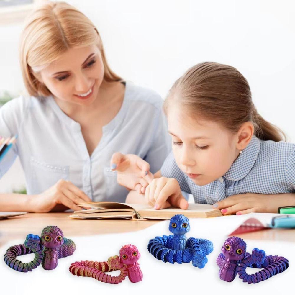 Sparkling 3D Printed Snake Simulated Eye 3D Articulated Snake Toys  Kid Gift