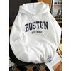 Autumn winter men's and women's solid color letter print high-end versatile retro hooded sweatshirt casual long sleeved pullover