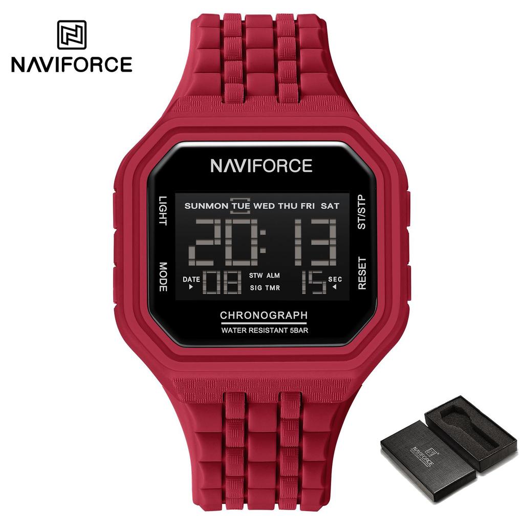 Naviforce LCD Digital Klokke for Menn Silikonreim Alarm Kronograf Dato Kalender Vanntett Utendørs Multifunksjonell Herre Gutt Klokke NF7116