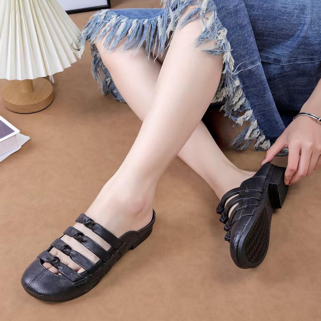 Women's Summer Flat Half Slippers - Stylish Low Heel Outdoor Casual Sandals