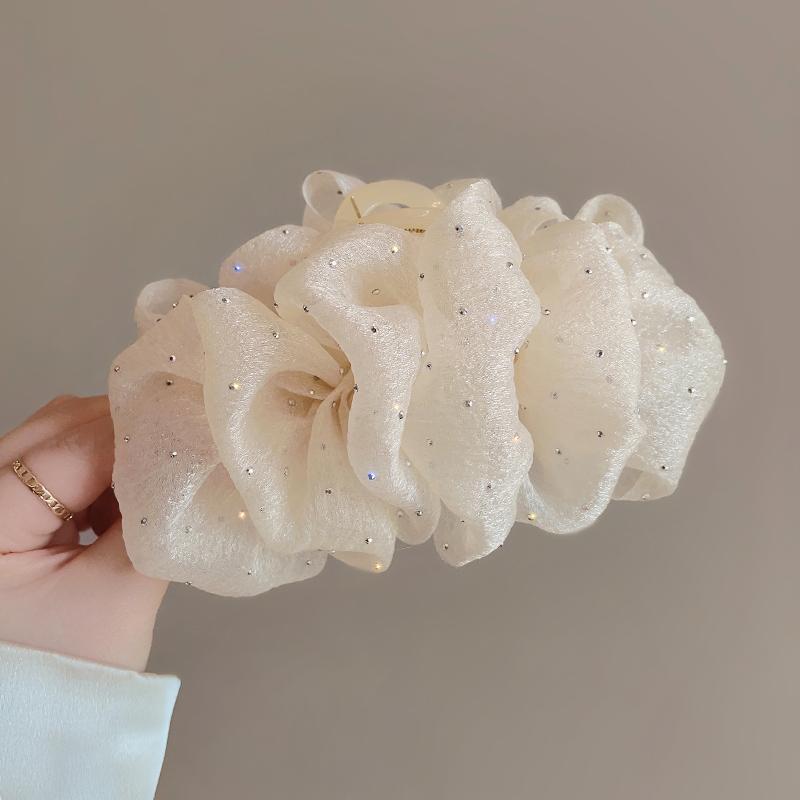 

Large Bow Mesh Hairpin Temperament Elegant Seersucker Hair Claw Fabric Shiny Hair Bow Polka Dot Luxury Hair Accessories