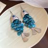 European and American Silver Needle Shell Round Resin Flower Stud Earrings Summer Small Fresh Earrings Niche Color Agent Dry Earrings