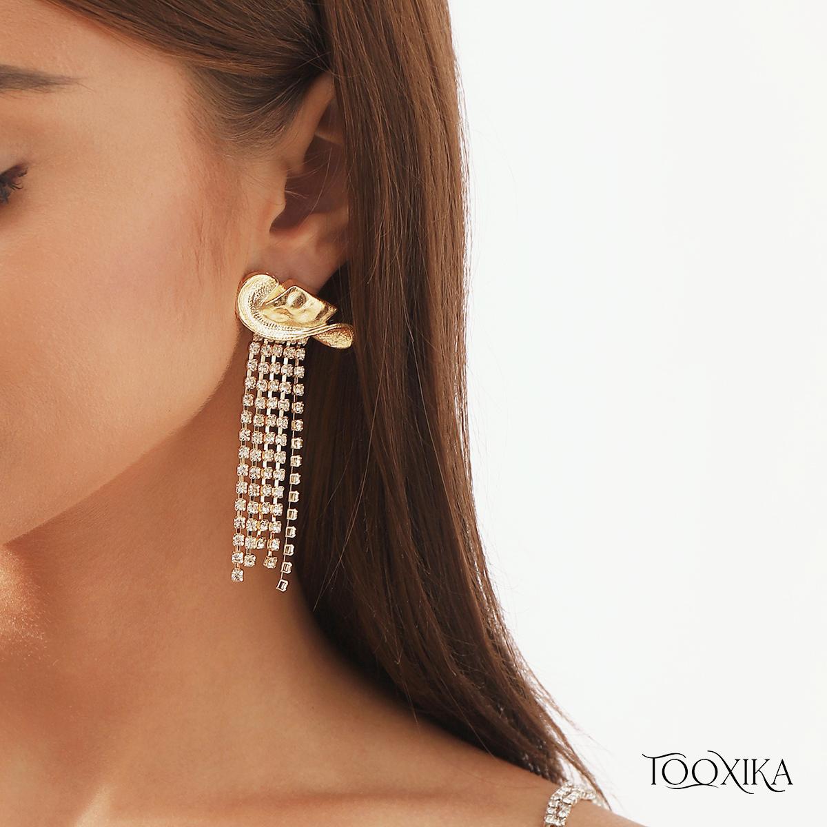 

Tooxika Western Ковбойская шляпа Серьги с кисточками Ниша Креативный дизайн Индивидуальные серьги