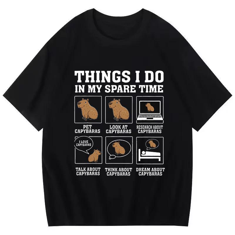 Funny Capybara Printed T Shirt Men Women Vintage Summer Short Sleeve T-shirt 90s Gothic Tshirt Casual EU Size Tees Tops Clothes