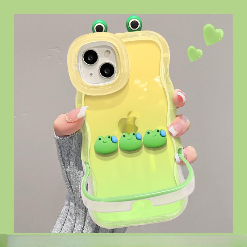 

Подходит для чехла для телефона Apple 13 15plus, Фигурка лягушки в краске 14pro, Двойная подставка 12, Нишевый силикон X Redmi K40/K40 Pro