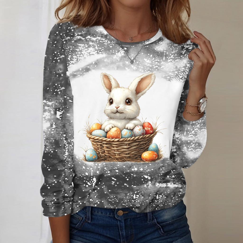 Long Sleeve Shirts For Women Cute Print Graphic Tees Blouses Casual Plus Size Basic Tops Pullover