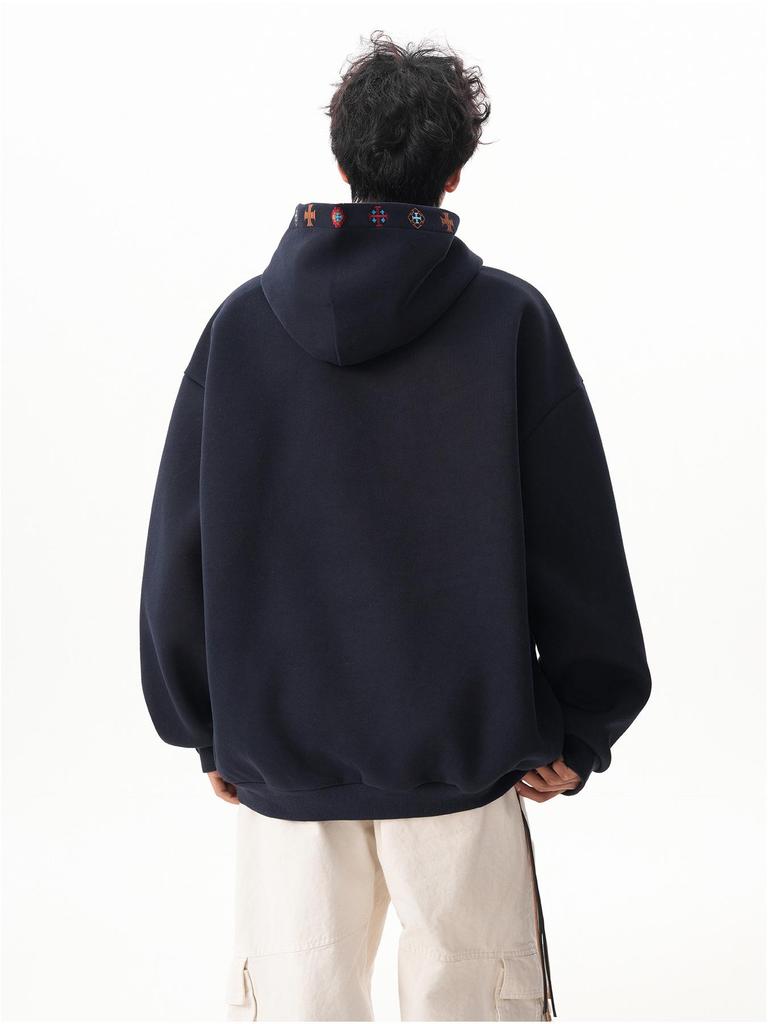 Unisex Heavyweight Embroidered Ethnic Hoodie - Autumn Street Style Long Sleeve