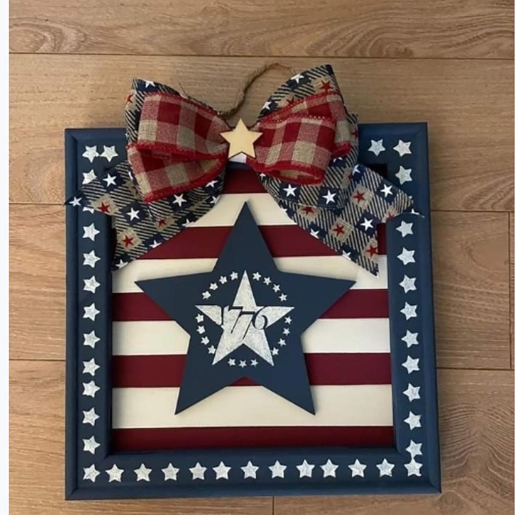 Unabhängigkeitstag Türschild Anhänger, Heim Holzhandwerk, Türschild Dekoration, Kranz