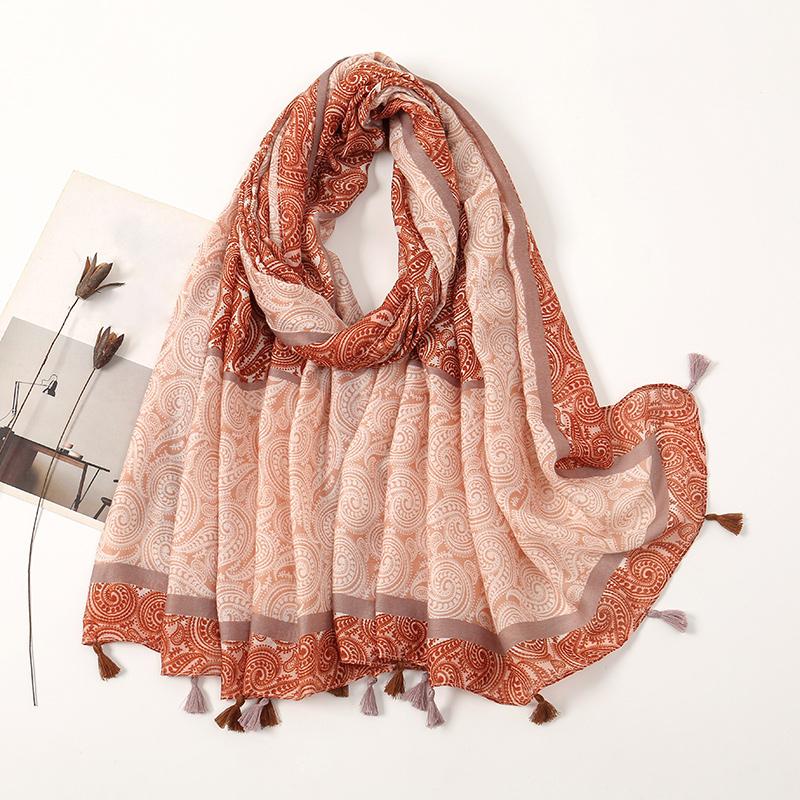 

Новий Принтований М який Льон Бавовна Шарф Шалі Жіночі Мусульманські Хіджаби Преміум Фуляр Жіночий Довгий Свіжий Квітковий З Китицями Шарфи Ешарп