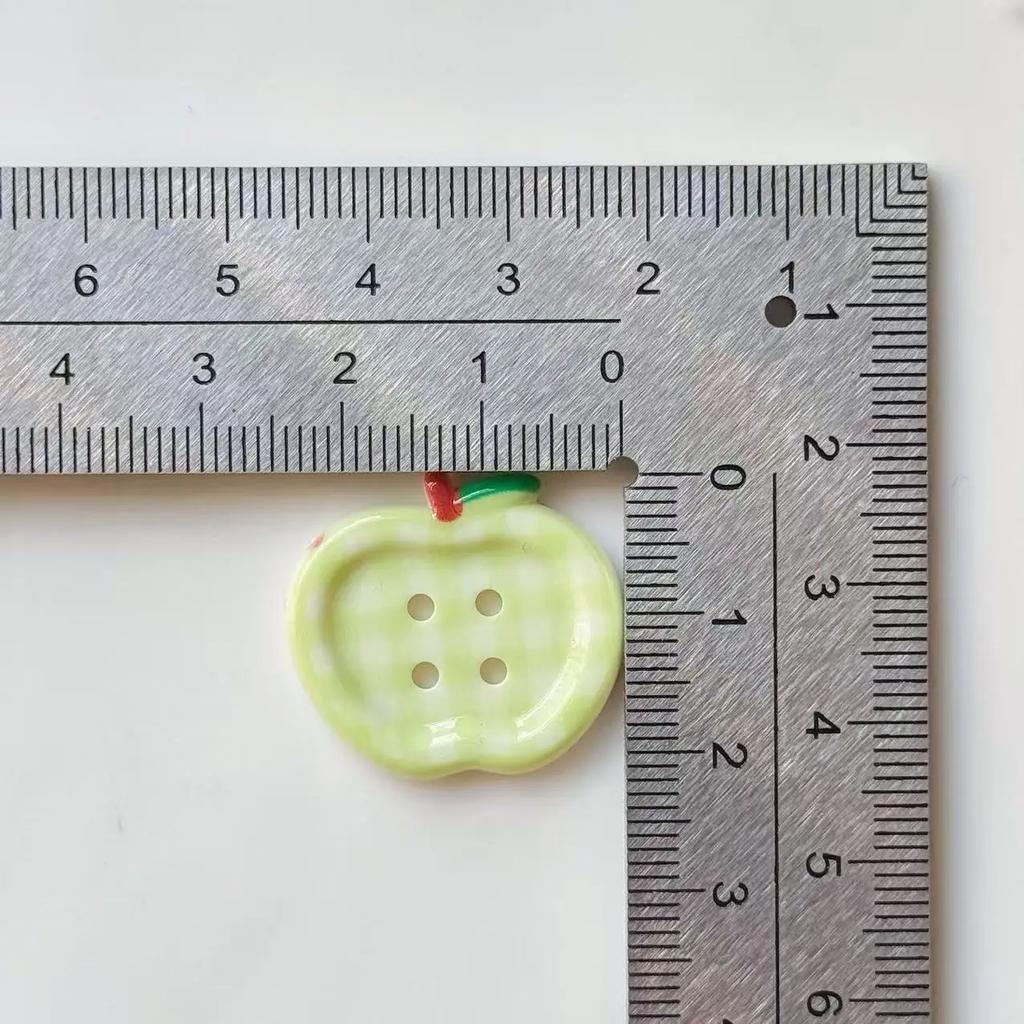 10Pcs INS Cute Little Fresh Plaid Apple Button Sweet Girl Skirt Sweater Coat DIY Deco Women's Kids Clothing Sewing Accessories