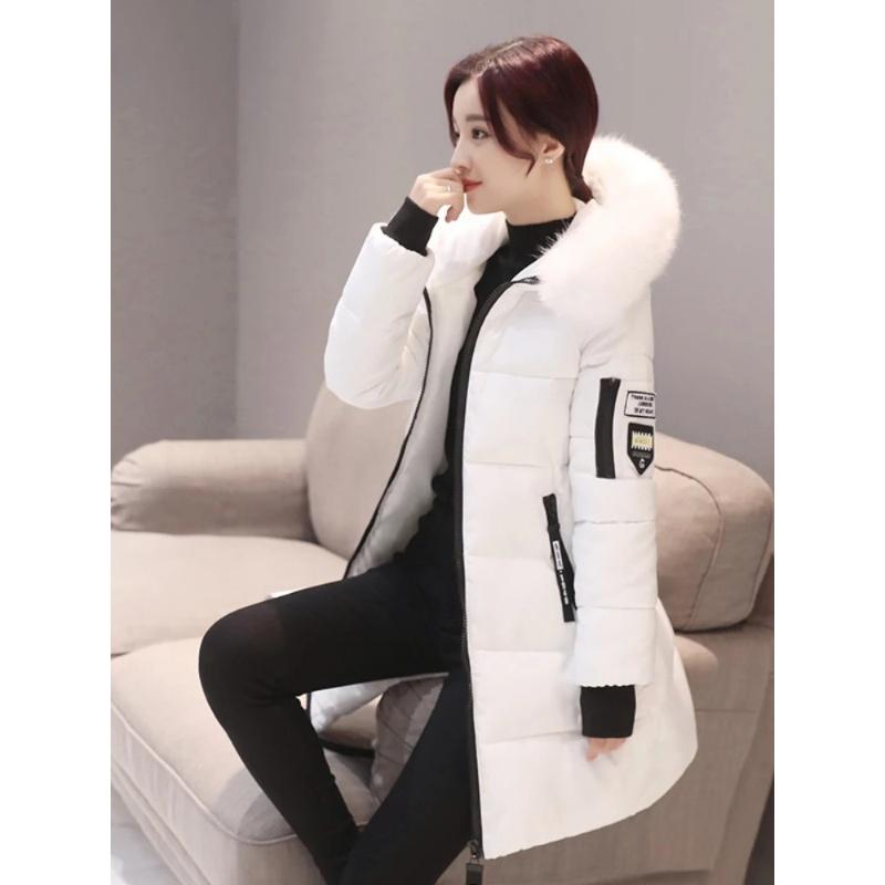Mode Reißverschlusstaschen Design Übergröße Jacke Damen Winter Kragen Mit Kapuze Parka Kleidung Elegant Schlank Warm Dick Damenmantel