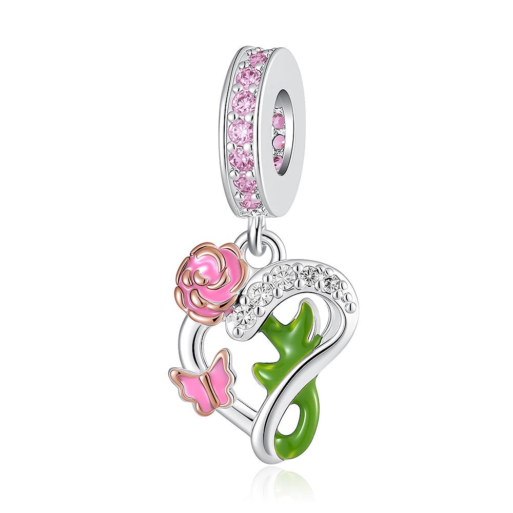 New 925 Silver Bag Coffee Fish Cactus Beads Sunflower Anchor Swimming Ring Charms Fit Bracelet DIY Gift Women