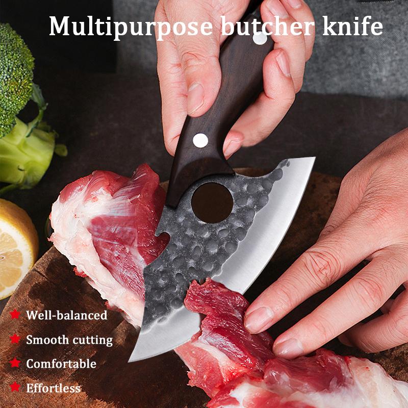 2pcs Kitchen Knives Hand Forged Sharp Stainless Steel Meat Cleavers Butcher Boning Knife Household Multifunctional Kitchen Chopper