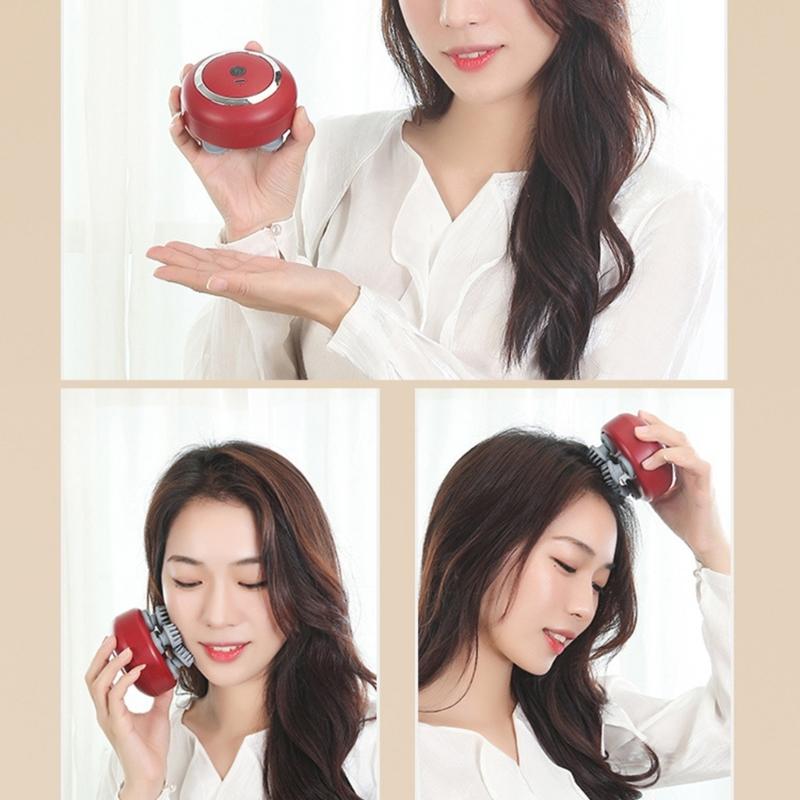 Scalp Massager Portable Electric Head Massager with 3 Massage Mode and 4 Massage Heads Handheld Head Massager for Body