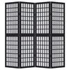 4 Piece Black Solid Wood Folding Screen Paulownia
