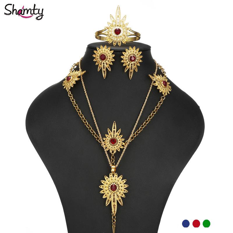 

Шамти Три цвета Каменные Ювелирные Наборы Эфиопская Подвеска Цепочка Серьга Лоб Цепочка Чистое золото Цвет Хабаша Африка Наборы