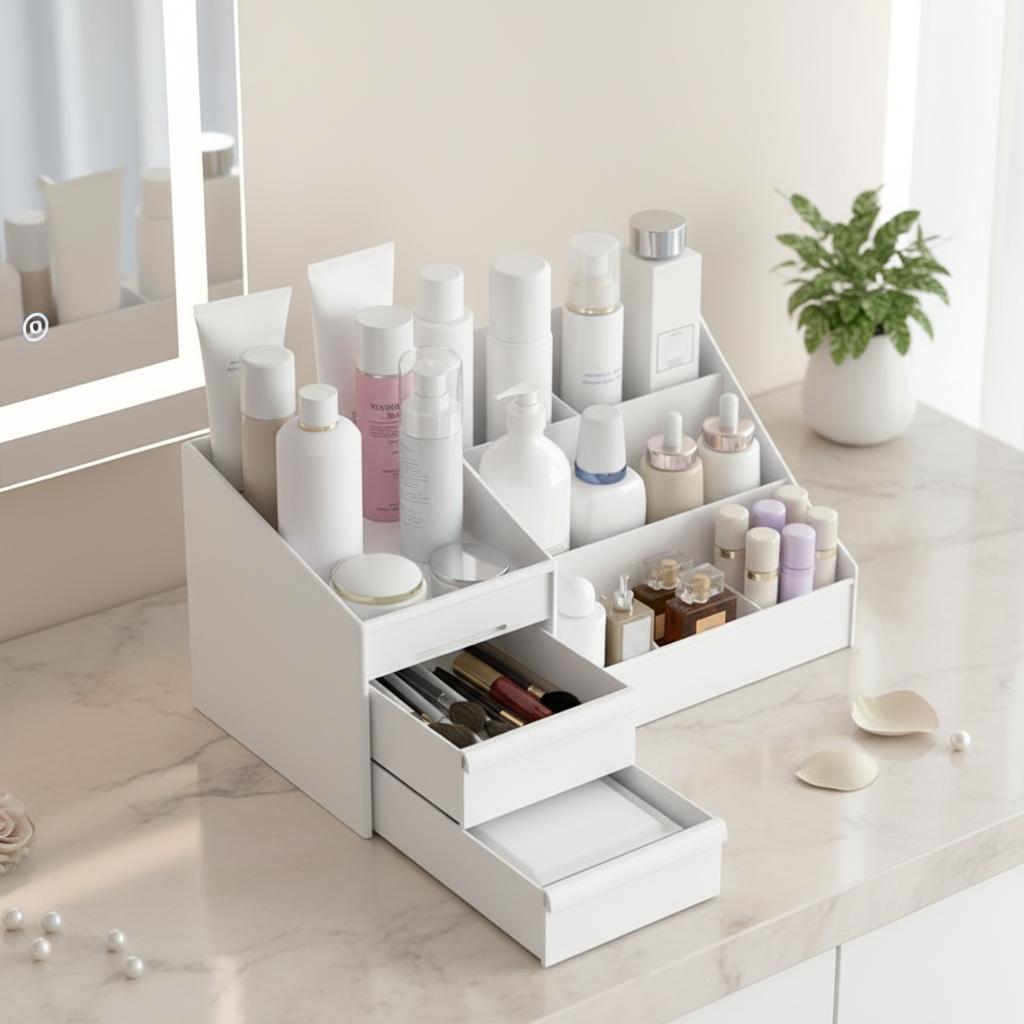 Nieuwe Lade Make-up Opbergdoos Slaapzaal Afwerking Plastic Plank Cosmetica Huidverzorging Kaptafel Bureau Make-up Opbergdoos