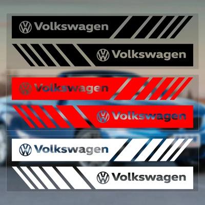 Car For Volkswagen VW 2pcs Car PVC Stripe Racing Strips Rear View Mirror Stickers For Volkswagen Golf-7 4 5 6 CC T-ROC Sharan Pa