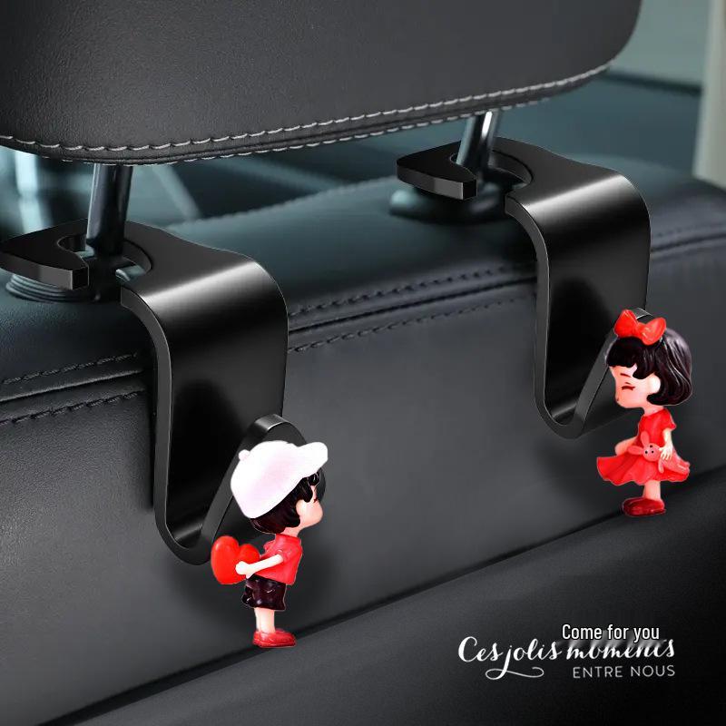 Cute 3D Cartoon Car Seat Back Hooks - Couple Collection
