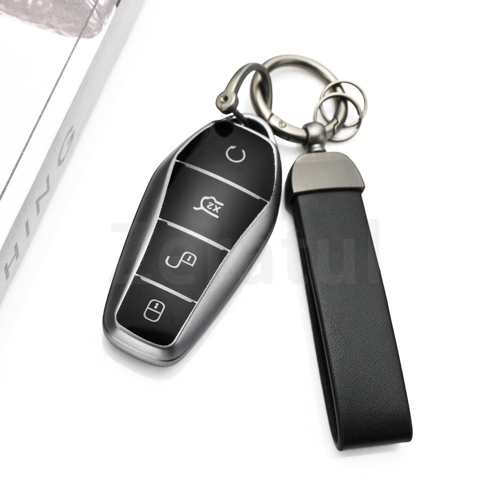 4 Buttons Gun Grey Tpu Car Key Case Shell Fob For Byd Atto 3 Han Ev Dolphin Remote Control Protect Cover Auto Accessories