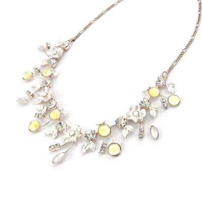 [B5345] - Designer Necklace 'Autumn Leaves' Champagne