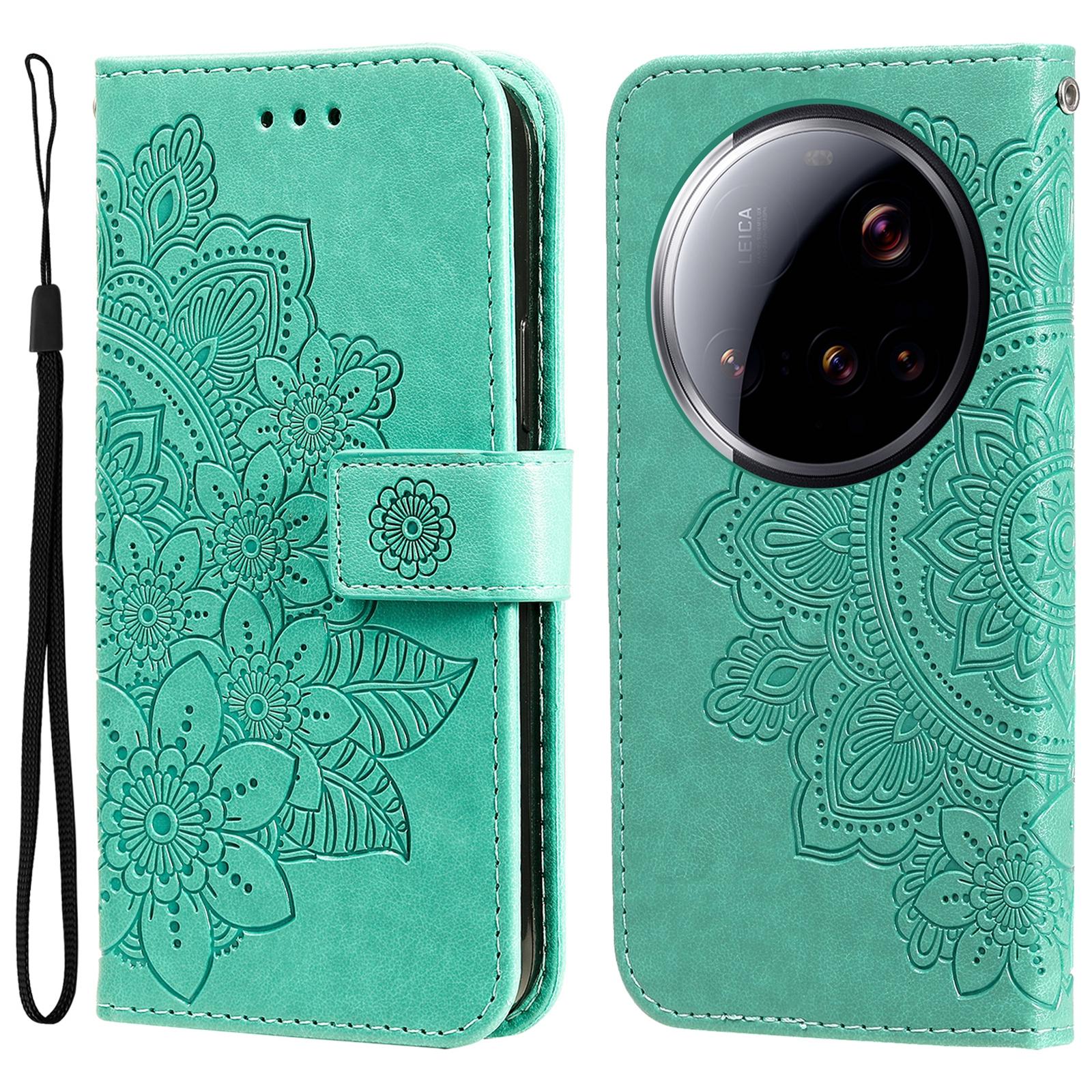 

Для Xiaomi 15 Ultra Чохол з квітковим візерунком PU шкіряний гаманець підставка чохол для телефону E